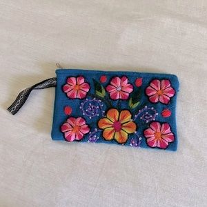 Floral Embroidered Wristlet